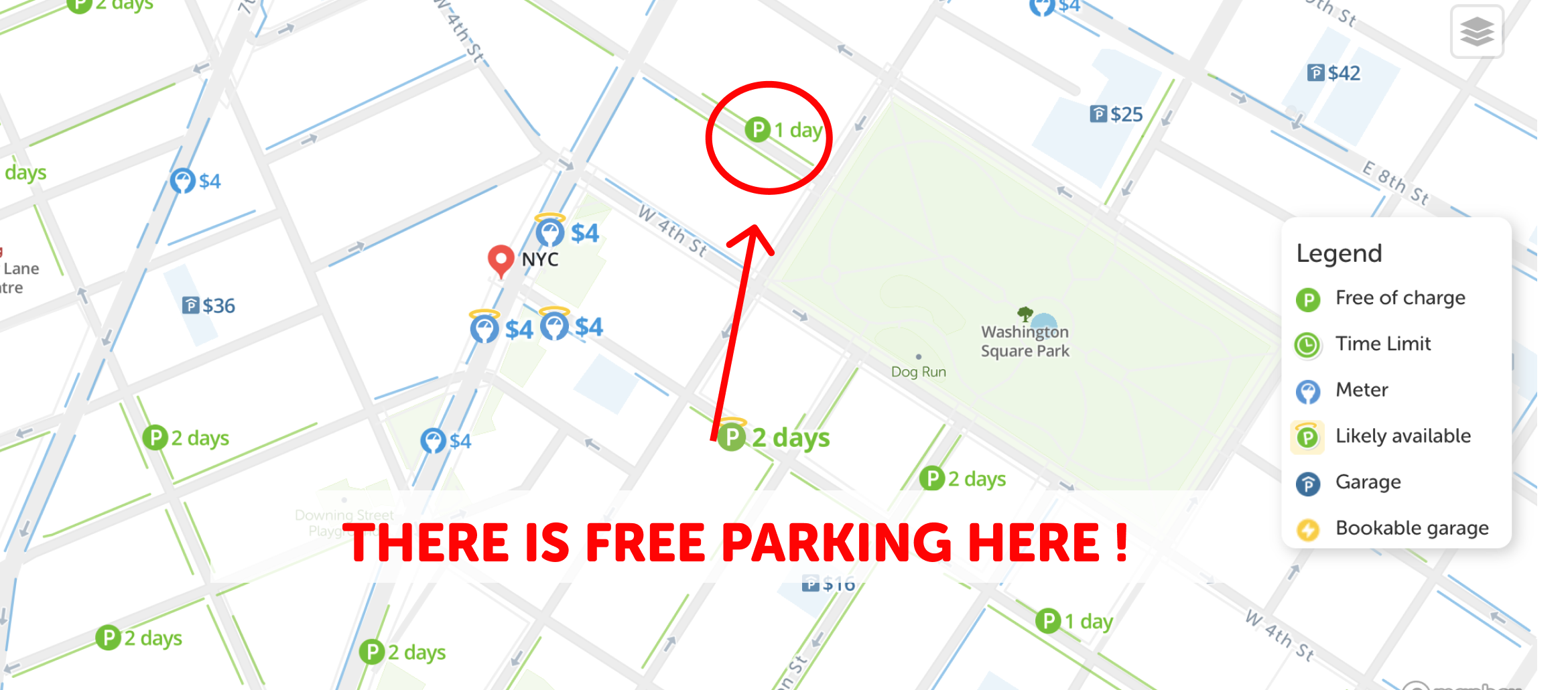 map of free parking in New York City - SpotAngels